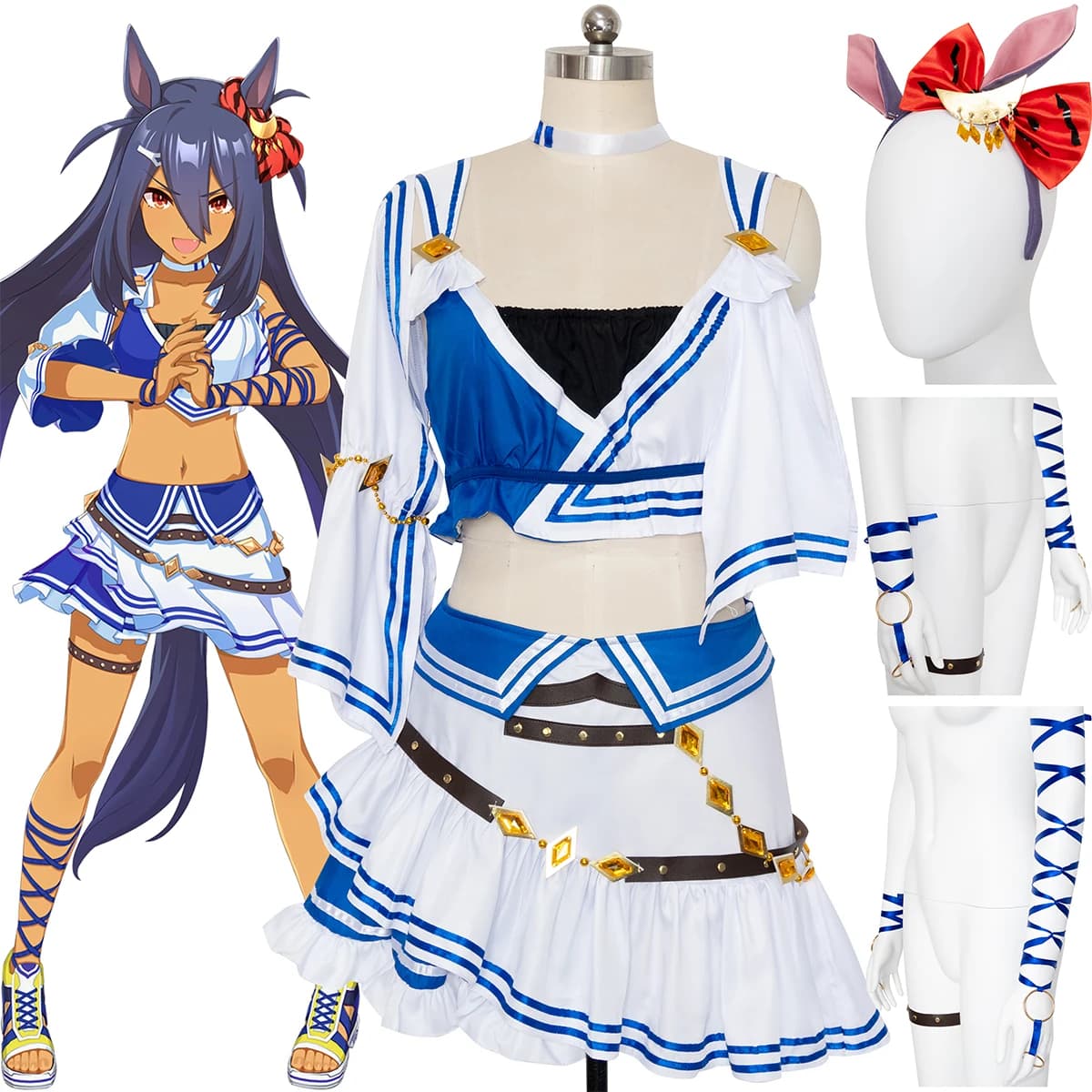 Umamusume: Pretty Derby Hishi Amazon Cosplay Costume Anime Team Rigil Race Ver. Outfit Dress Clothing
