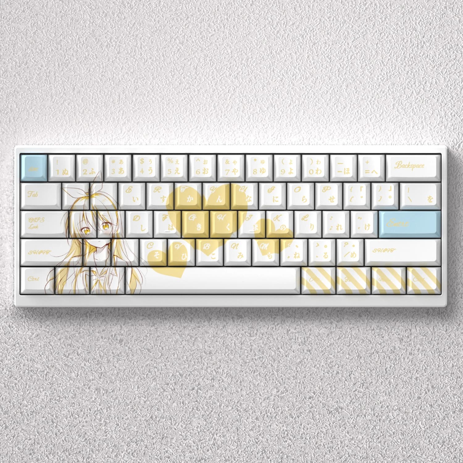 73 tasti Chitoge Kirisaki Copritasti Anime Set di copritasti Cherry PBT con trasmissione della luce laterale incisa per tastiera meccanica 61/65/68