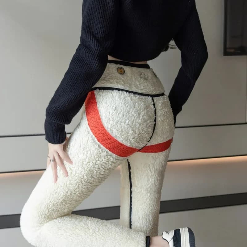 Pantaloni in cashmere di agnello ispessiti e felpati per abbigliamento esterno da donna, leggings invernali aderenti, taglia grande 80kg, pantaloni da yoga per donna
