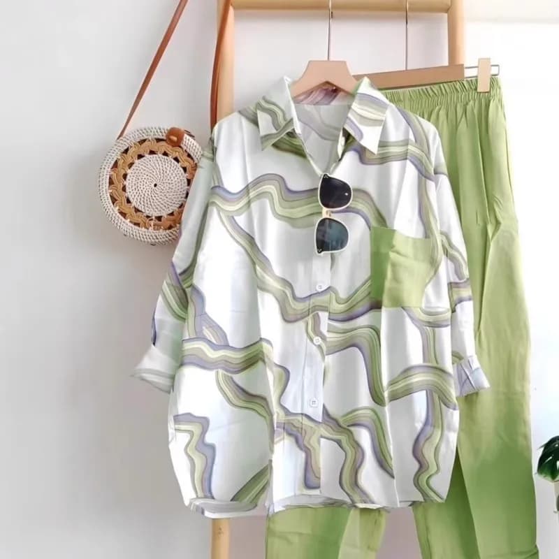 Casual 2 Piece Set Women Outfit 2026 Spring Summer Long Sleeve Floral Print Blouse Tops And Cropped Pants Sets