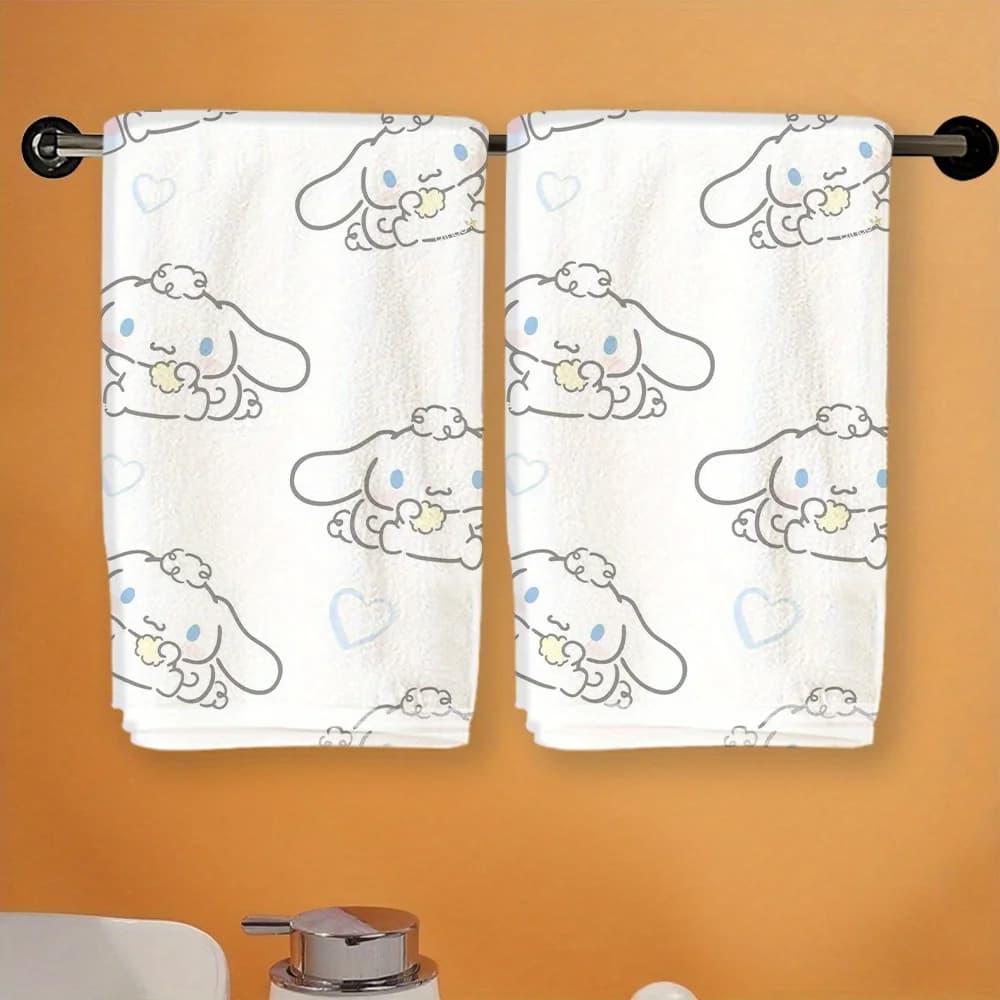 Asciugamani Sanrio da 2 pezzi - Morbido poliestere dal design carino e divertente con cuori e stelle, perfetti per bagno, cucina, viaggi e vacanze