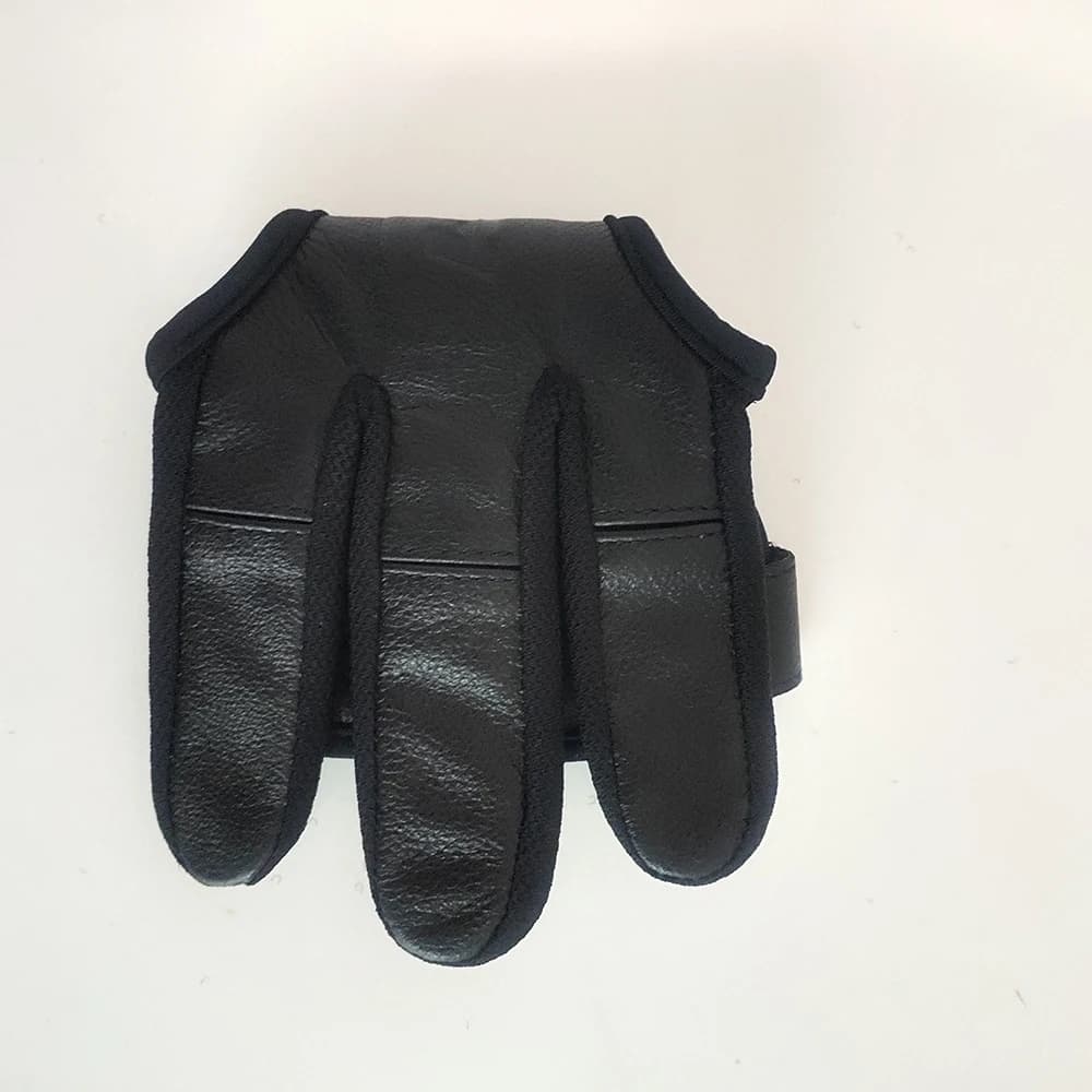 3 Finger Leather Gloves Black High Elasticity Archery Protective Handwear Quality New for Hunting And Shooting