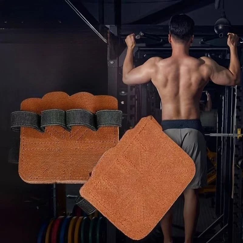 Four-Date Fitness Gloves for Gym, Pesi Lifting, Bovina Leather, Anti-slip, Woven Resistant, Palm Protection, Hand Support during Food