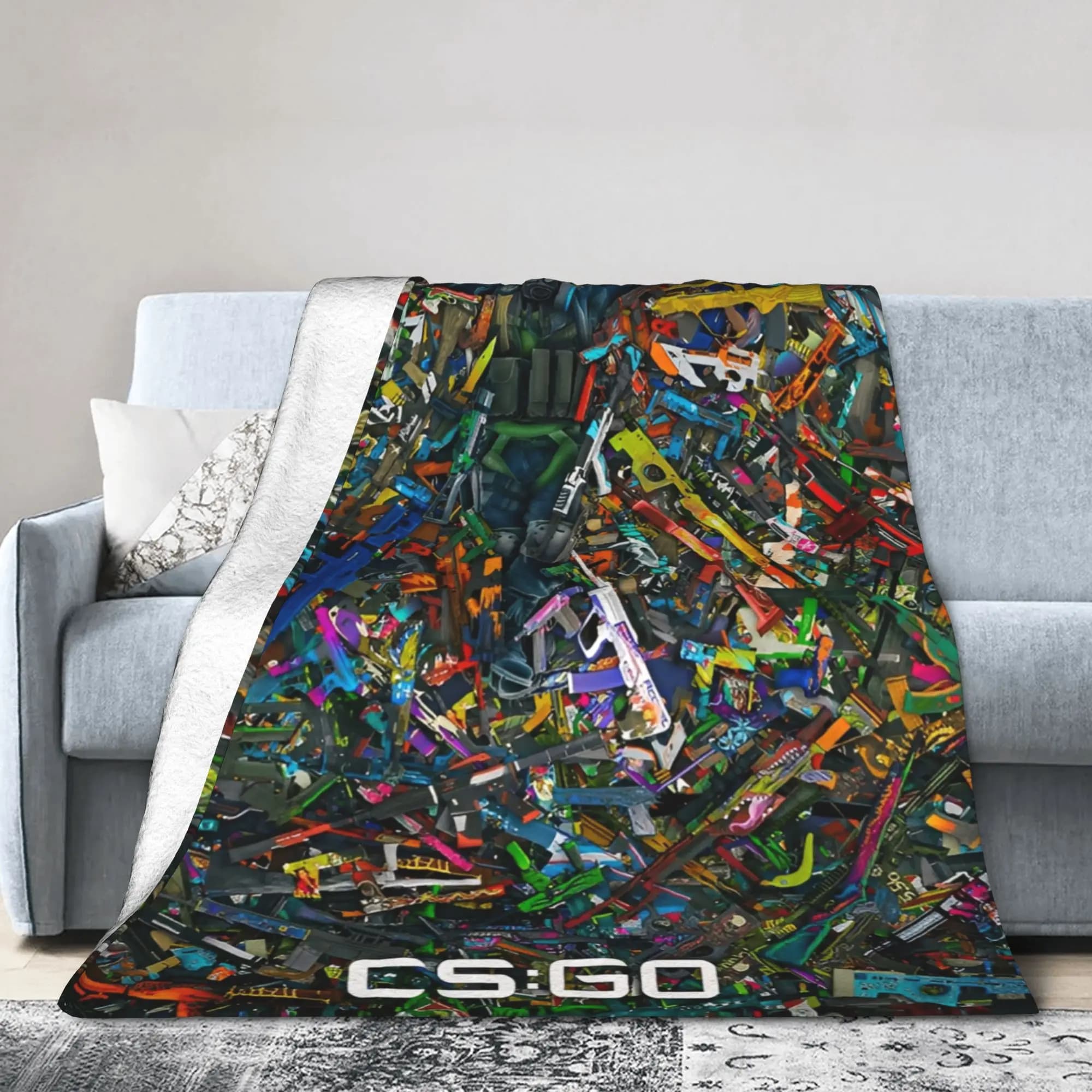 Counter Strike CS Go Coperta in pile Gioco di tiro Arte per biancheria da letto Coperta lavorata a maglia Trapunta portatile sottile per ufficio