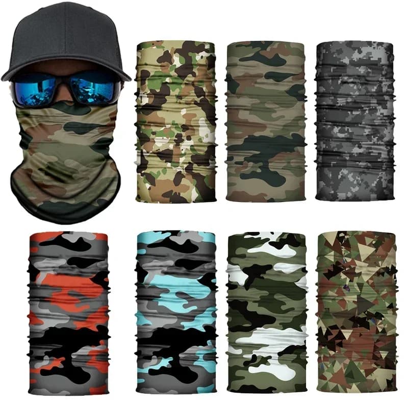 Maschera da ciclismo senza cuciture mimetica Sciarpa a tubo Ghetta per il collo Bandana Fascia unisex Passamontagna Visiera per sport all'aria aperta