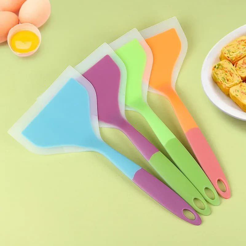 Pala Padella antiaderente Pala speciale Pala per friggere in silicone semitrasparente Uovo fritto Pala laterale larga Padella Utensili da cucina