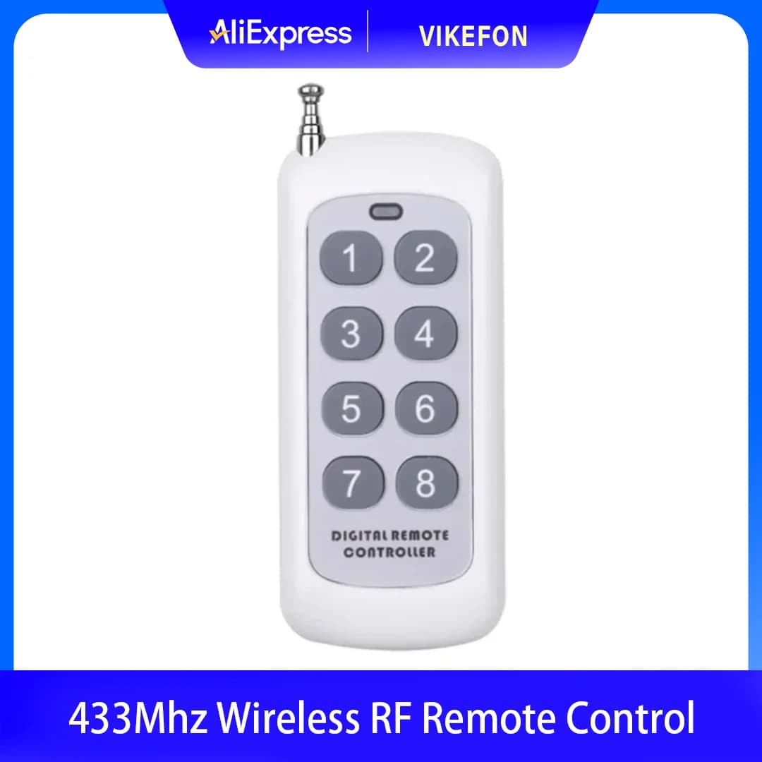 Telecomando Wireless RF 433Mhz, Trasmettitore a Codice di Apprendimento 1527, 8 Tasti, Lunga Portata per Casa Intelligente e Apriporta Garage
