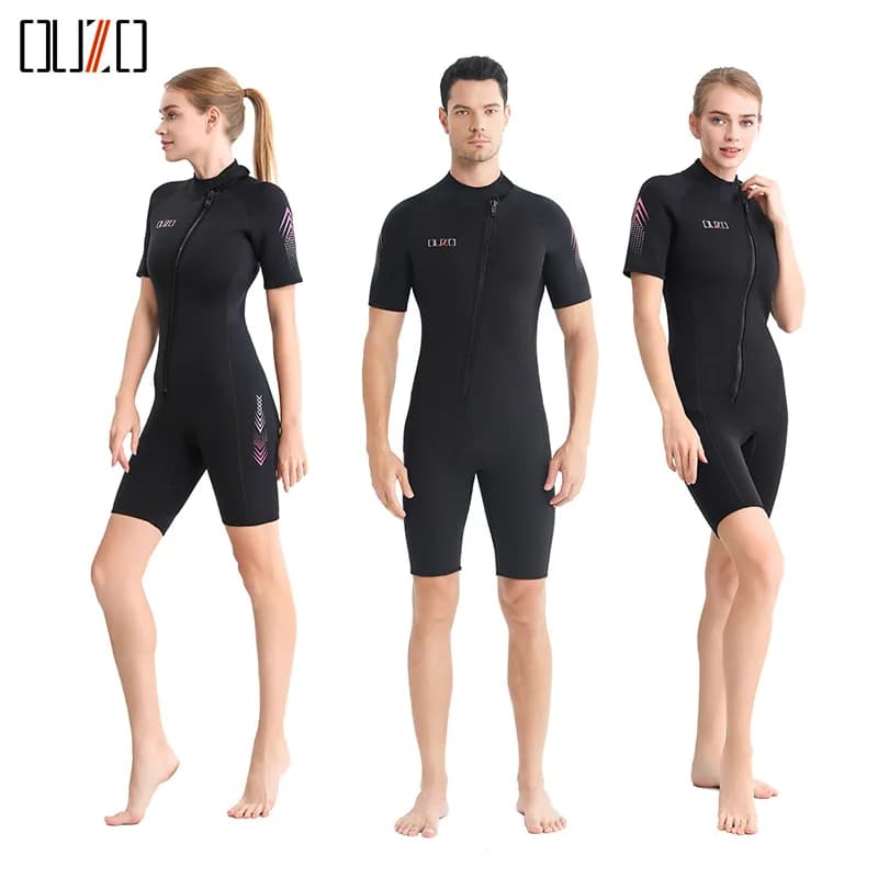 Women's short 3-mm neoprene, super elastic, hot, short sleeves, surfing, snorkeling, full swimsuit