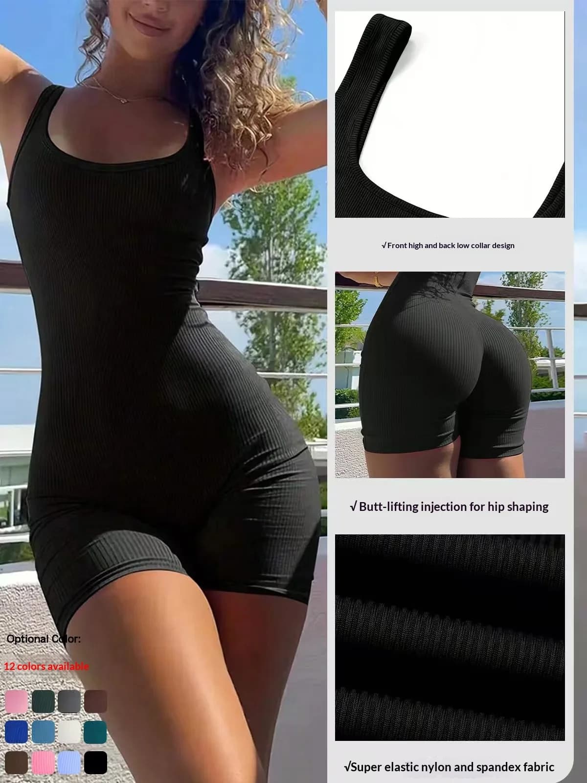 Body Yoga Senza Cuciture con Pantaloncini e Spalline, Leotard Intero da Allenamento per Donne, Unitard a Vita Alta per Pilates