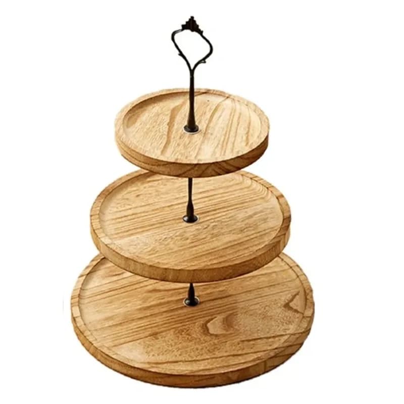 Supporto per cupcake in legno a 2/3 strati Vassoio decorativo robusto per servire torte Ampiamente usato Espositore per dessert staccabile Frutta secca