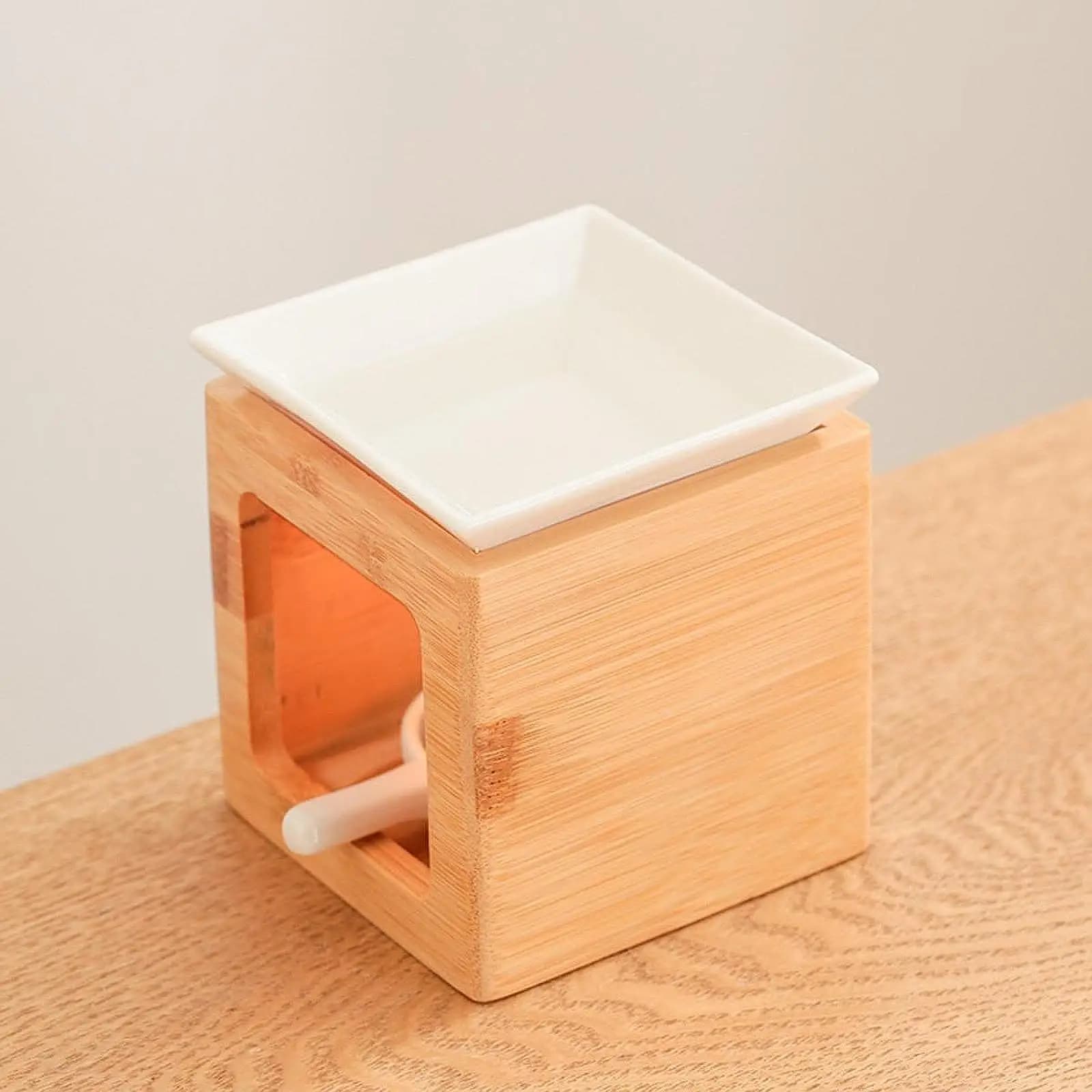 Portacandele Tealight Bruciatore di oli essenziali Scaldaaroma in legno Diffusore da tavolo in ceramica per la decorazione della sala da meditazione