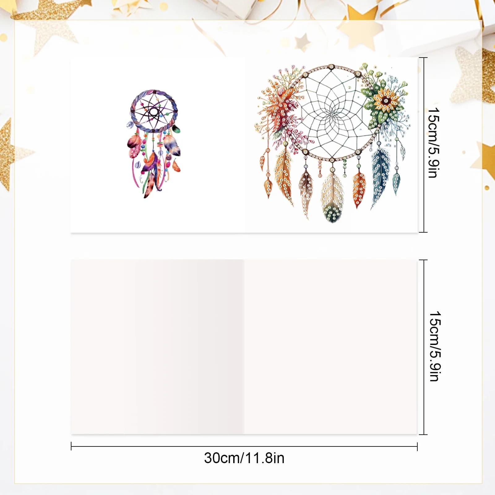 6Pcs Diamond Painting Greeting Cards Kit,Dreamcatcher Net Handmade Festival Greeting Diamond Art Birthday Creative Cards Gifts