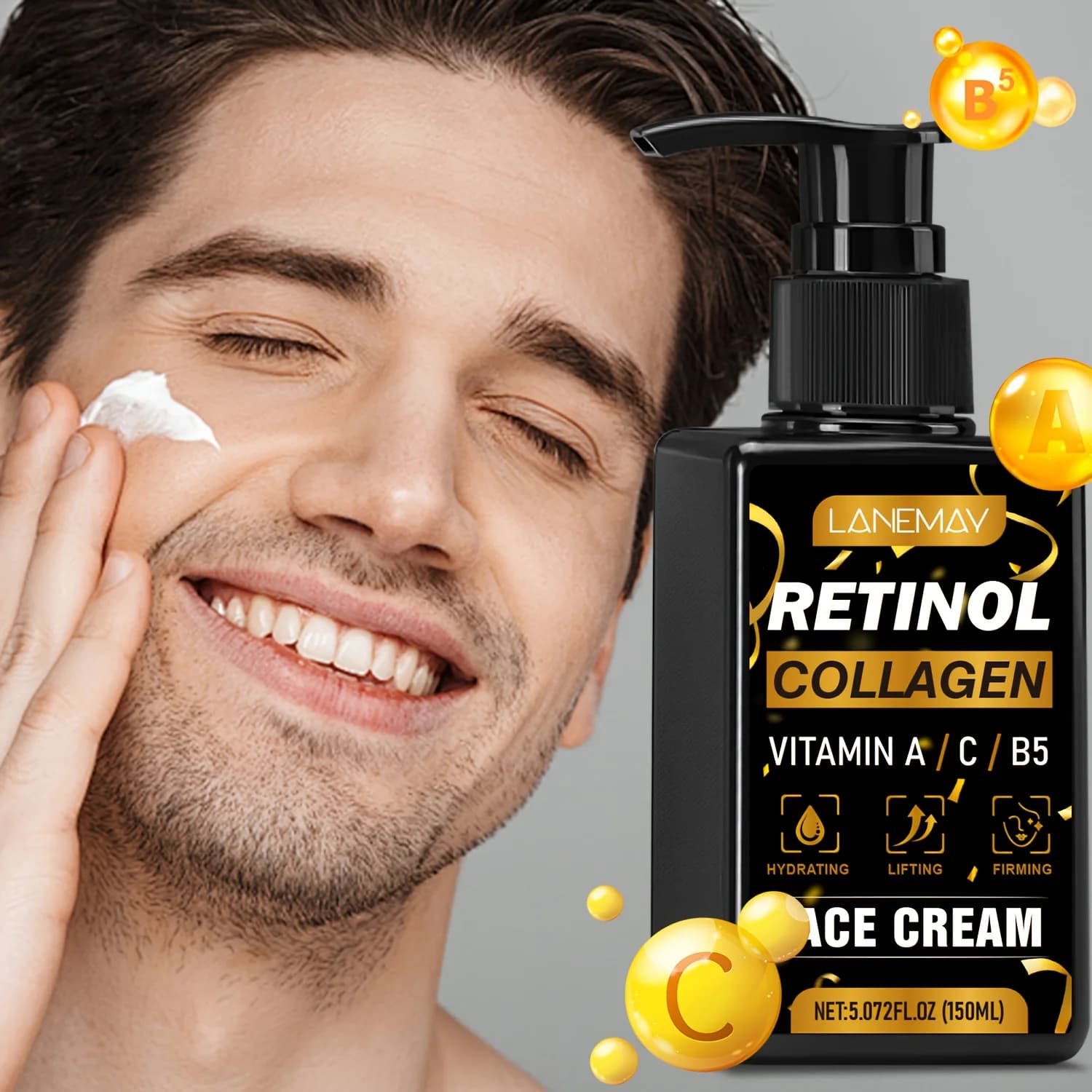 Crema viso al retinolo per uomo, formula vitaminica AC idrata la pelle non grassa, consistenza leggera Dermatologo consigliata