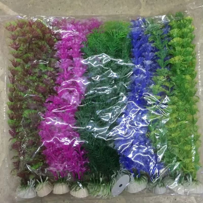 10 pcs. Artificial Aquatic Plants in Ecological Plastic for Aquarium, 3 Section Green Decoration, Hot Sale