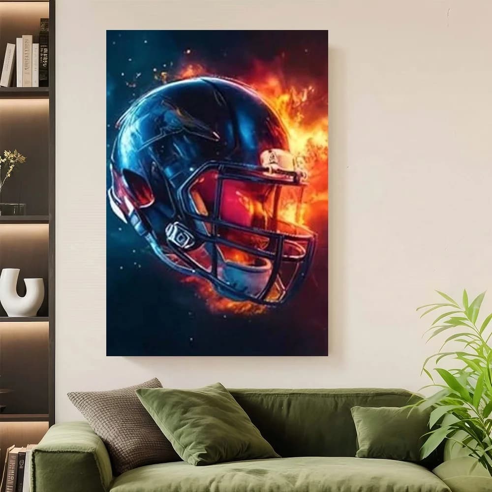 Quadro su tela con cornice, arte murale a tema calcio, graffiti, rugby, immagini sportive accattivanti, decorazione da parete, poster di un giocatore di football americano.