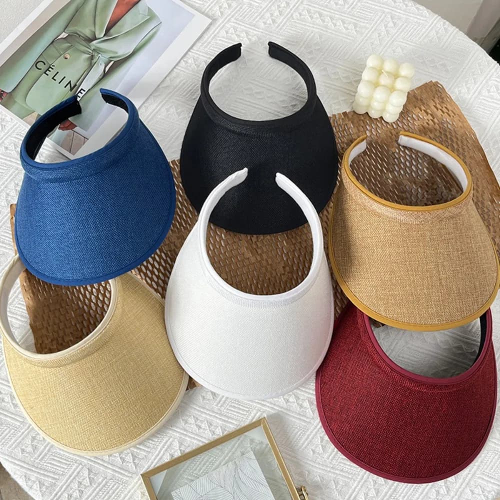 1 Pezzo Visiera Parasole Estiva Regolabile per Donna e Uomo, Visiera Sportiva con Clip, Visiera a Tesa Larga, Cappello di Paglia, Cappellino Parasole
