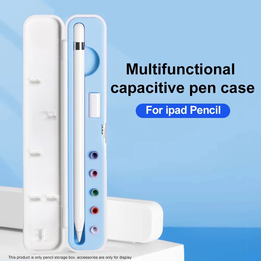 Multifunctional Pencil Storage Box For Apple iPad Pencil ABS Hard Shell Silicone Inner Liner Anti‑Drop Portable Protective Case