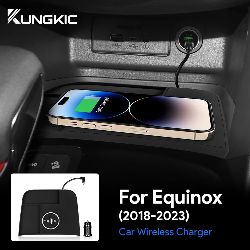 For Chevrolet Equinox 2018 2019 2020 2021 2022 2023 Wireless Phone Charging Pad Silicone Material Dual Charging Ports 15W