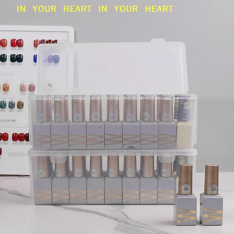 【X】1/2 Pezzi Scatola di Stoccaggio Trasparente Rettangolare per Nail Art, Contenitore Organizer per Strass, Pennelli, Buffer e Lime per Unghie