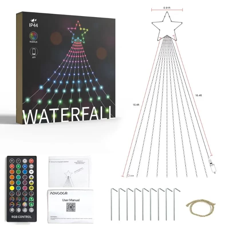 Luci a cascata per feste di matrimonio, decorazioni per feste, luci 3M intelligenti per albero di Natale a LED 200 LED Hello Fairy