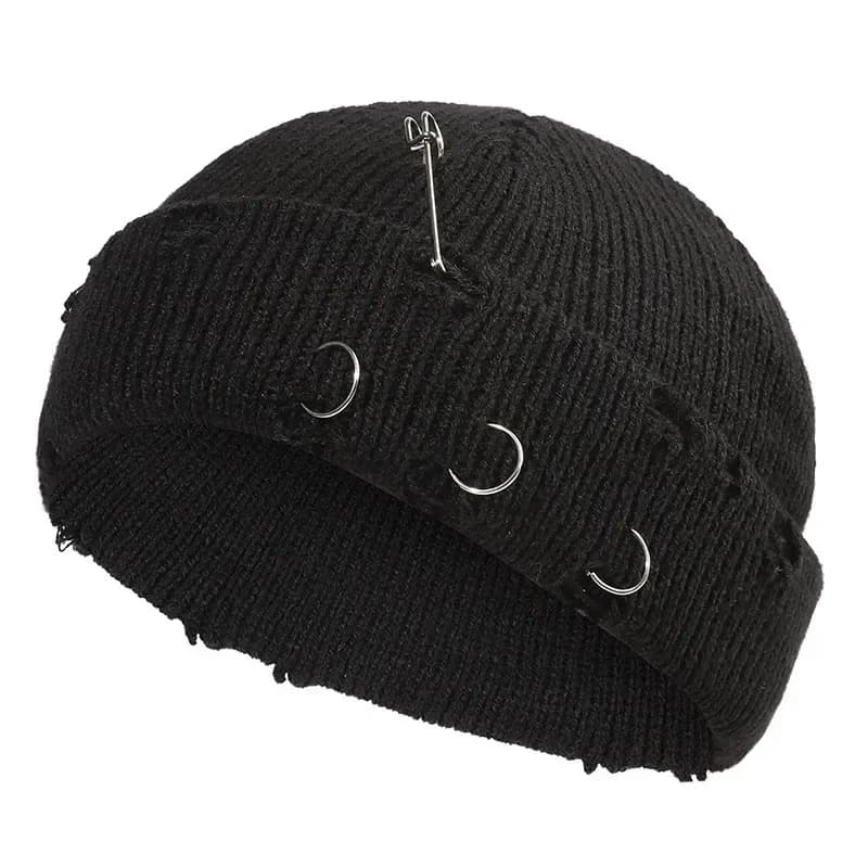 Berretti lavorati a maglia caldi invernali da donna alla moda in 9 colori Cappello con fibbia con 3 anelli in metallo Cappelli hip-hop puri e freddi per le donne