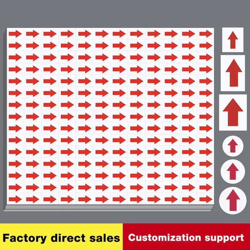 Etichette autoadesive con freccia rossa adesivi per segni di indicazione di guasto quadrati rotondi