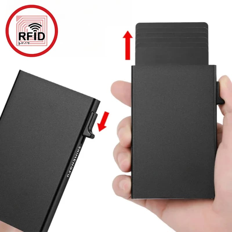 2025 Mini piccolo portafoglio automatico in metallo da uomo RFID antifurto ID bancaria porta carte di credito clip carta bancaria borsa ultrasottile