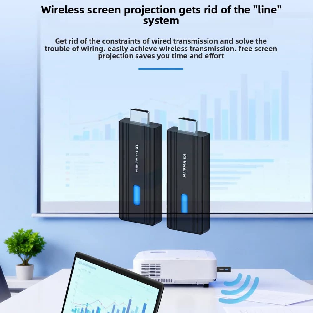 Wireless 50M Video Receiver, HDMI Extender Compatible, Display Adapter Cable, Mirroring Camera Screen