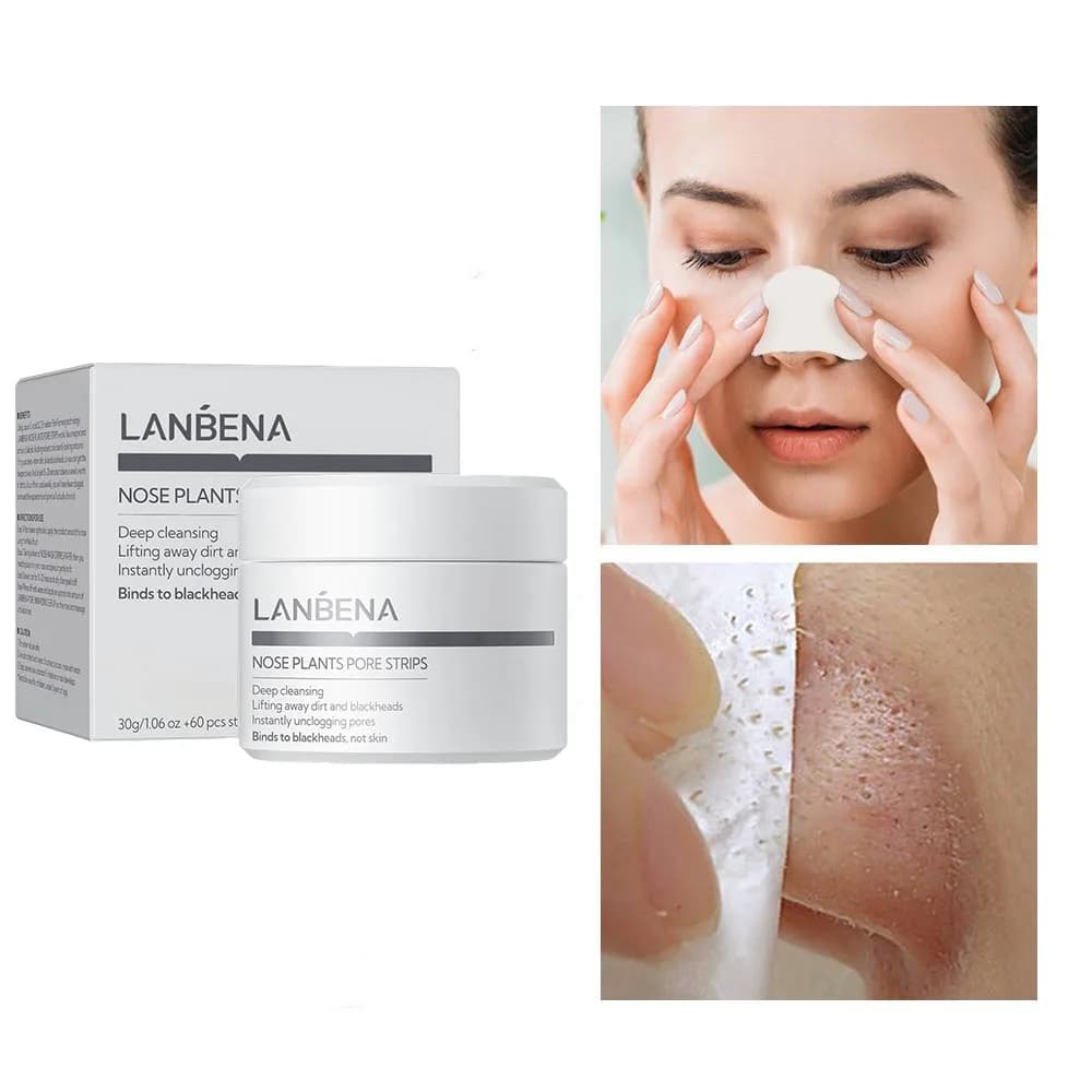 LANBENA Maschera per la Rimozione dei Punti Neri, Maschera Esfoliante per Pulizia Profonda del Viso, Controllo dell'Olio, Cura della Pelle (60 Adesivi)