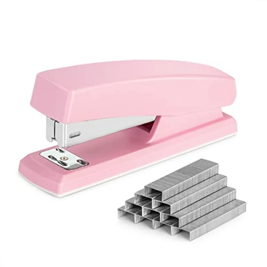 Stapler, Desktop Staplers with 640 Staples, Office Stapler, 25 Sheet Capacity, Pink