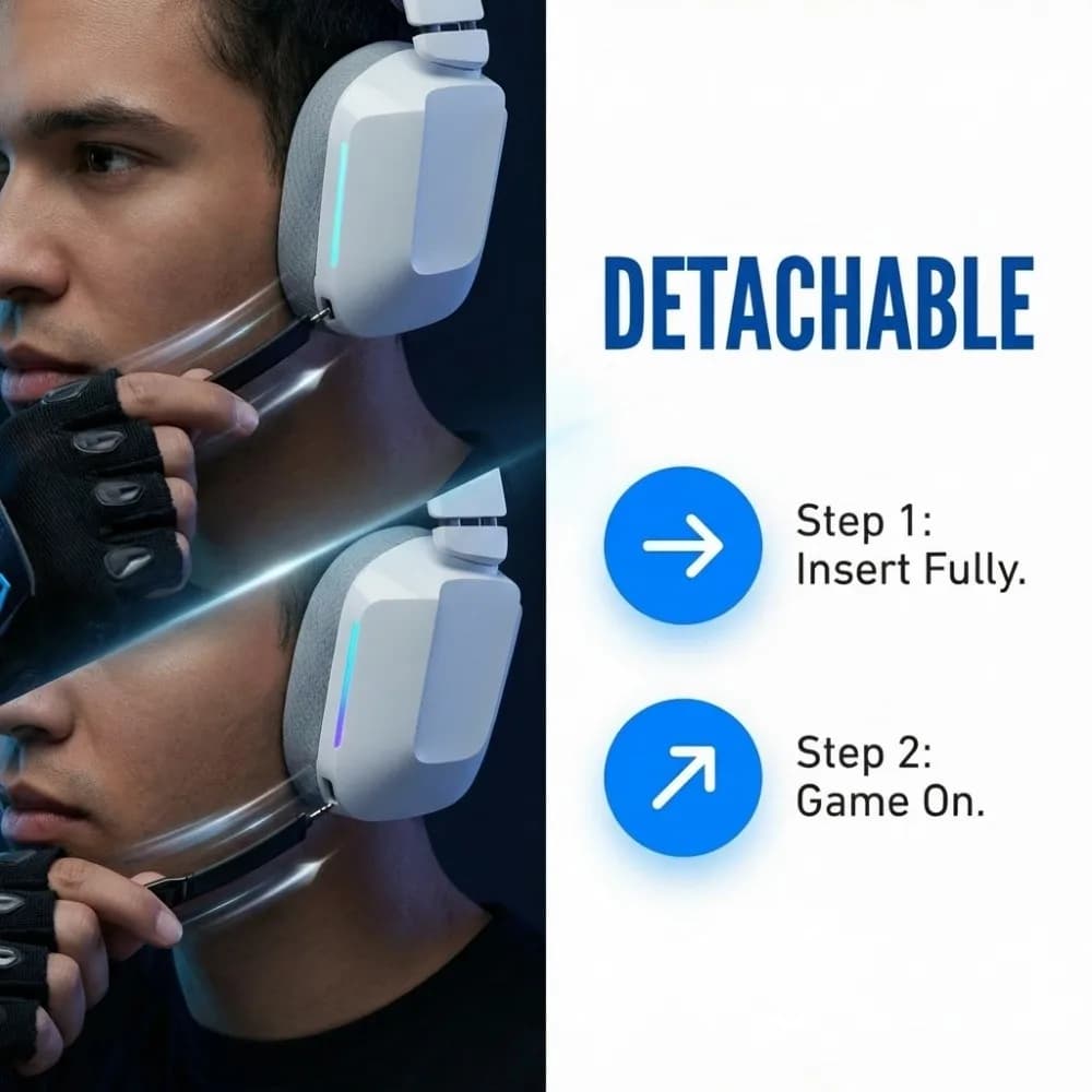Microphone with noise reduction and sharp sound, 3.5 mm connection, detachable headphone microphone Logitech G733 Lightspeed