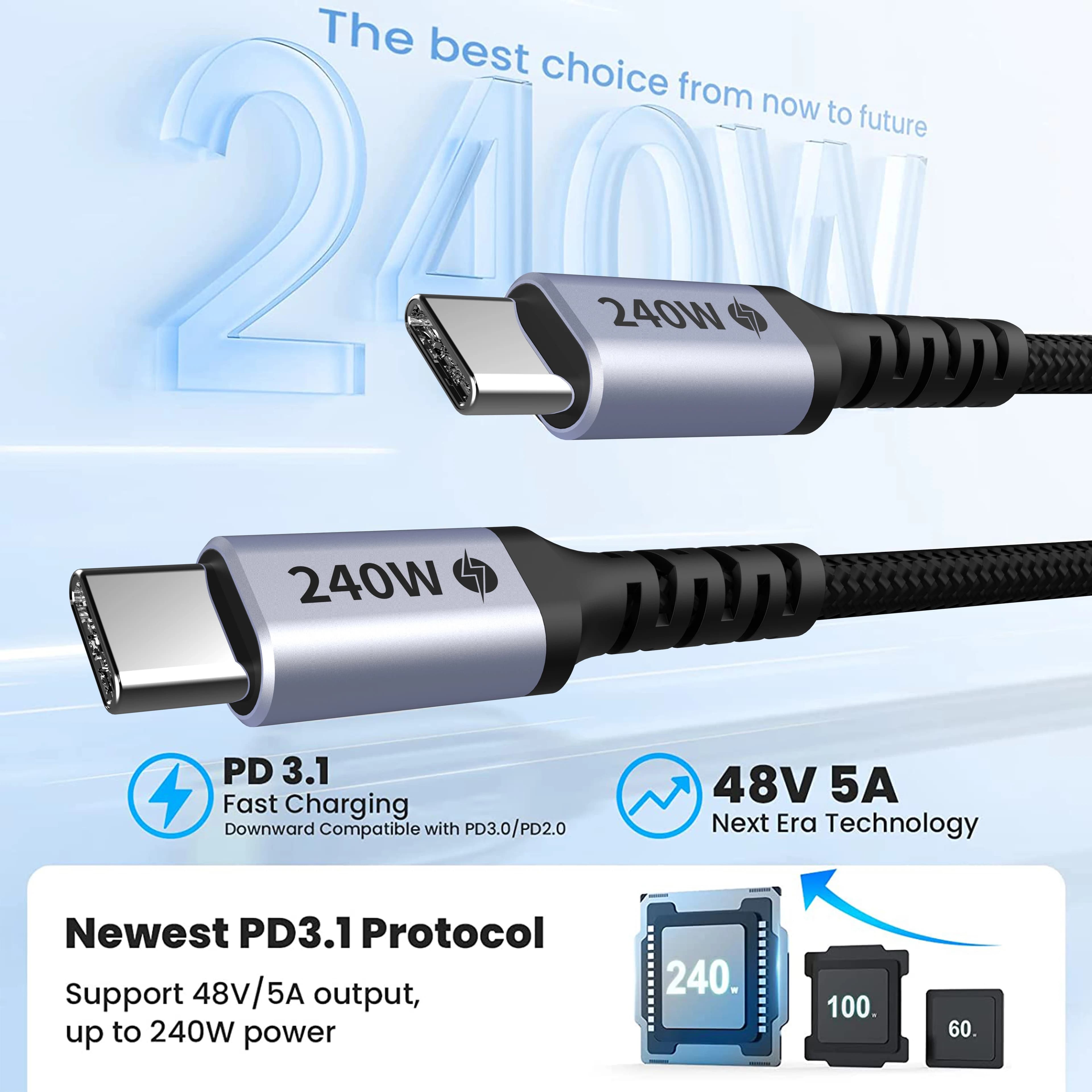 CYANMI USB C 240W USB Tipo C a USB C Cavo per IPhone15 MacBook iPad Samsung Xiaomi PD Cavo di ricarica rapida 5A E-Marker