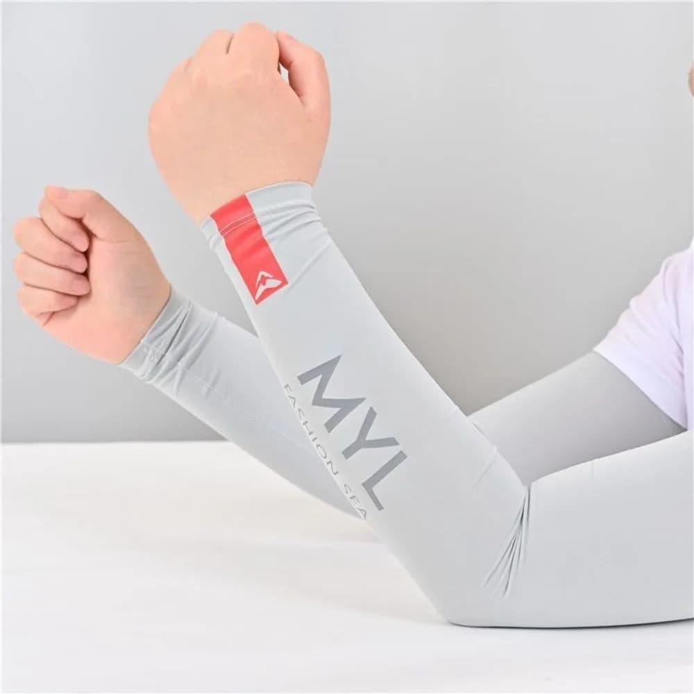 1 Paio di Manicotti Estivi per Corsa, Ciclismo e Guida, Traspiranti in Seta Ghiacciata, Elastici, Solar Protection for Men and Women
