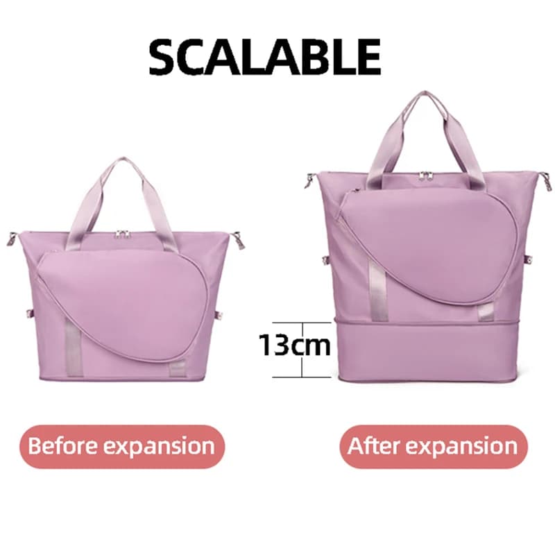 Borsone da viaggio espandibile da 13 cm Borsa sportiva da tennis a spalla singola Borsa da pickleball asciutta e bagnata Borsa da nuoto grande per escursionismo all'aperto