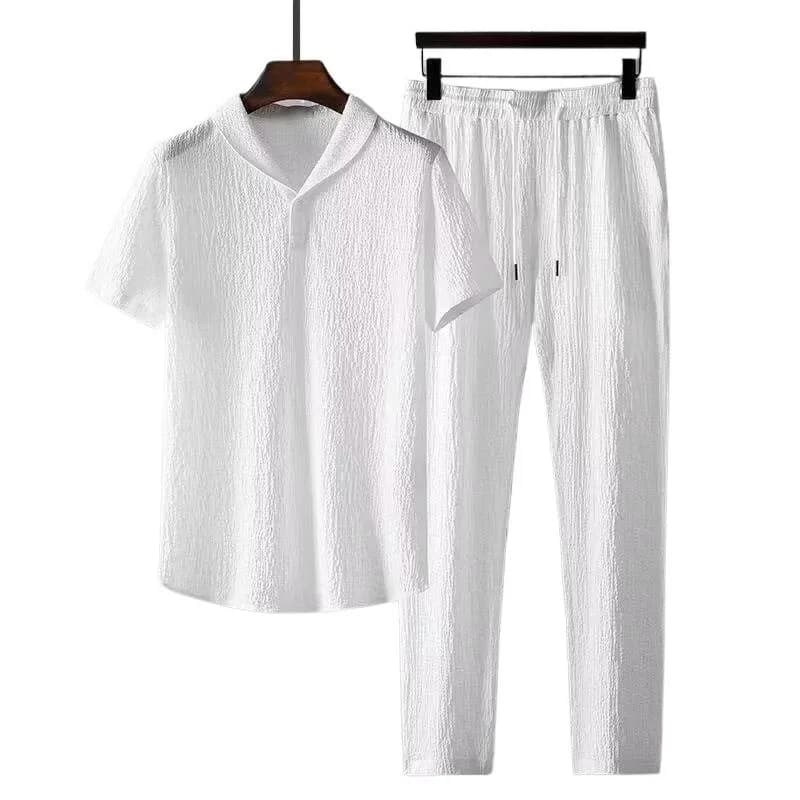 Loose Large Size Casual Summer Cool Sport Short Sleeve T-Shirt Long Pants Two Piece Set Trendy Brand Breathable Thin Model