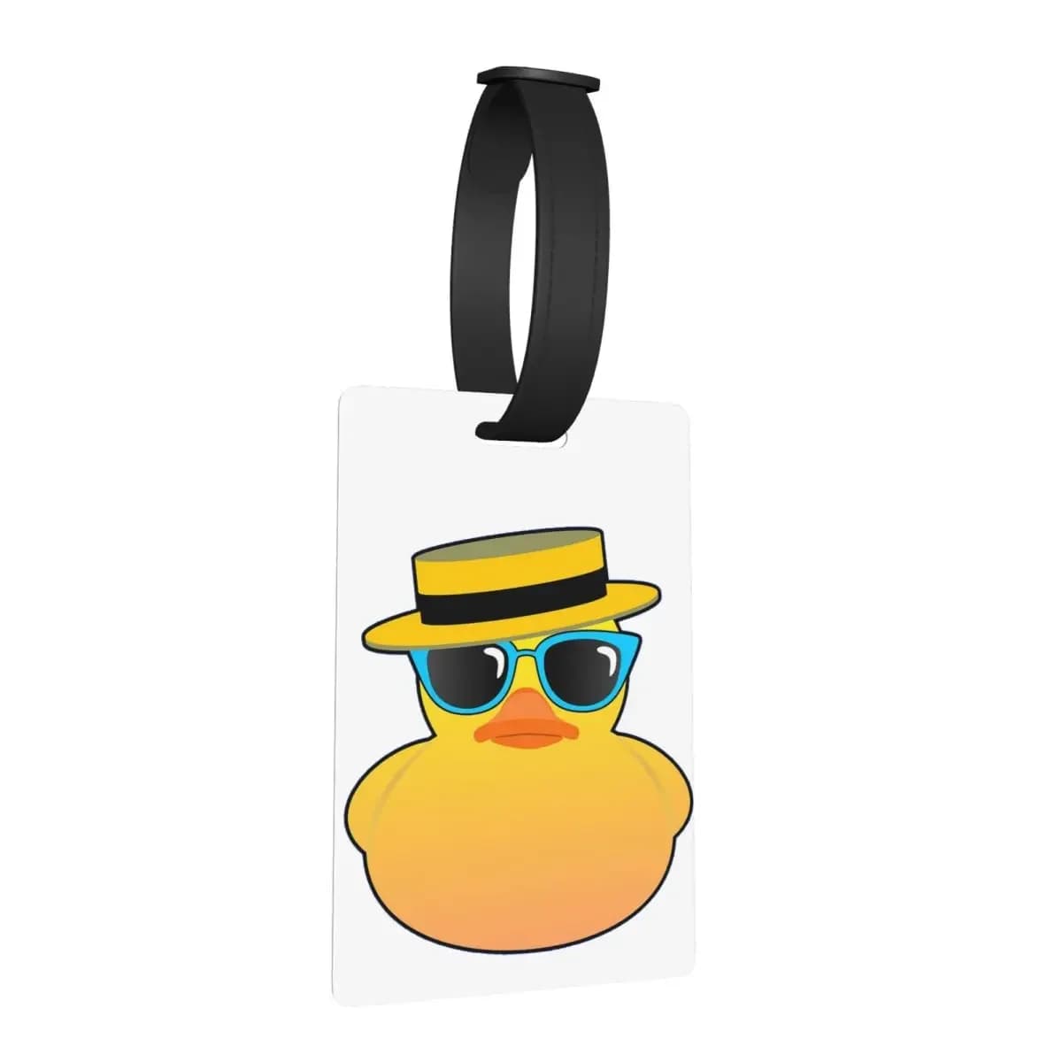 Ducky in gomma con cappello da barca e occhiali da sole Etichette per bagagli Valigia Bagagli Etichetta d'imbarco Porta etichette ID Nome Indirizzo