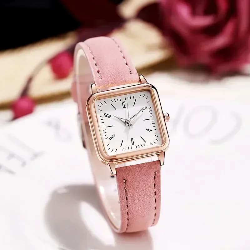 Orologio al Quarzo in Pelle Rossa Semplice ed Elegante per Donne, Orologio da Polso Casual e Professionale per Signore e Studentesse