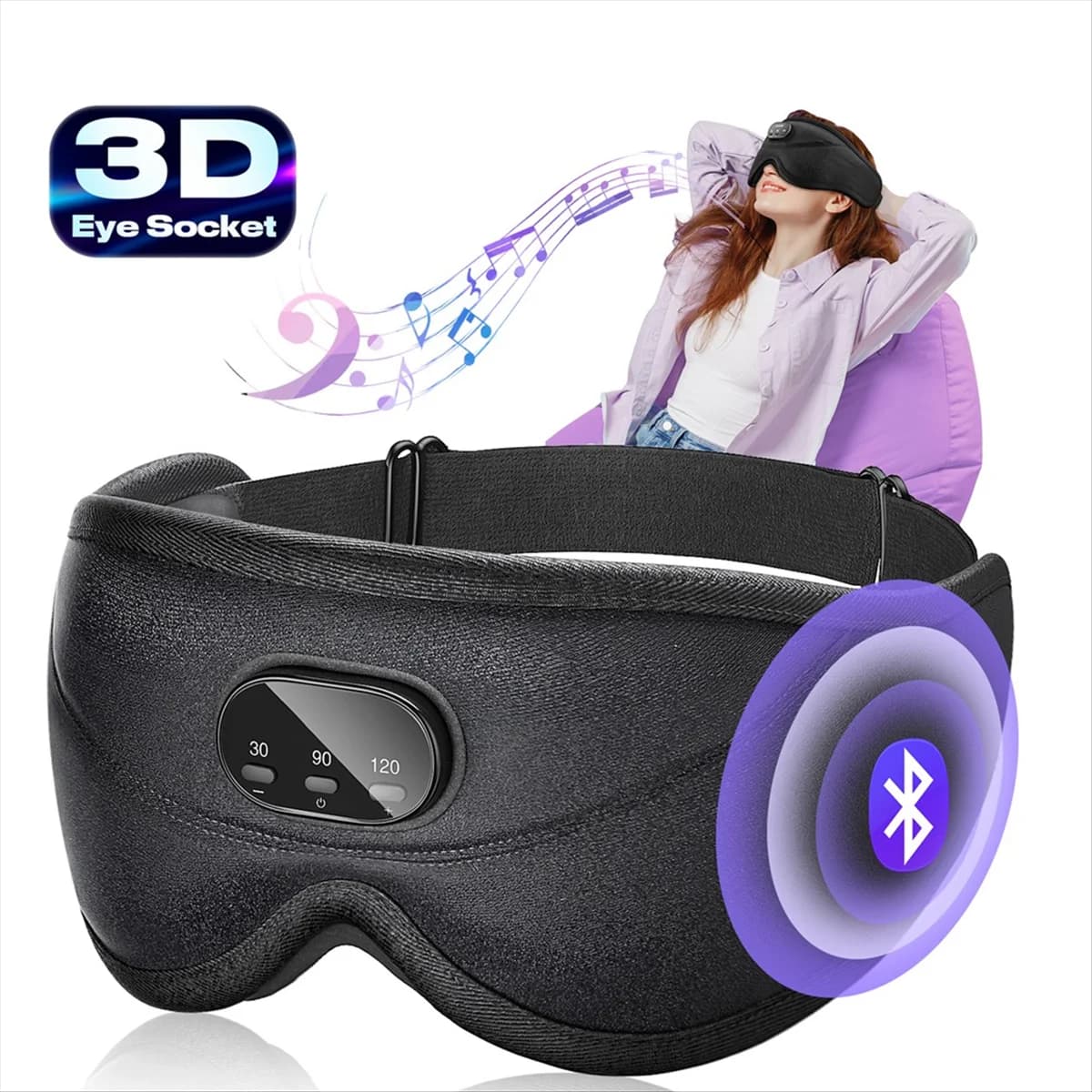 A20M 3D Bluetooth Sleep Mask Eye Mask Comfortable Wireless Music Sleep Mask Noise Reduction Mask Darkening Sleep Mask