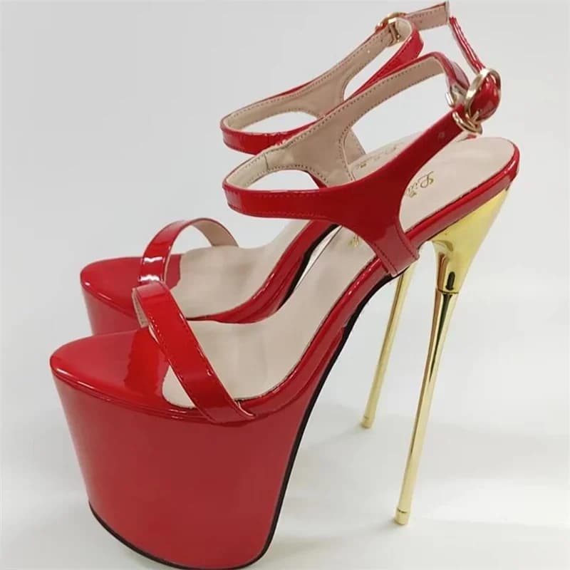 SDTRFT 22 centimetri di Metallo Super Sottile Tacchi Alti Sandali Della Piattaforma Fibbia Scarpe Da Donna Pompe ESTATE Peep Toe Da Sposa Passerella Spettacoli Tacchi A Spillo