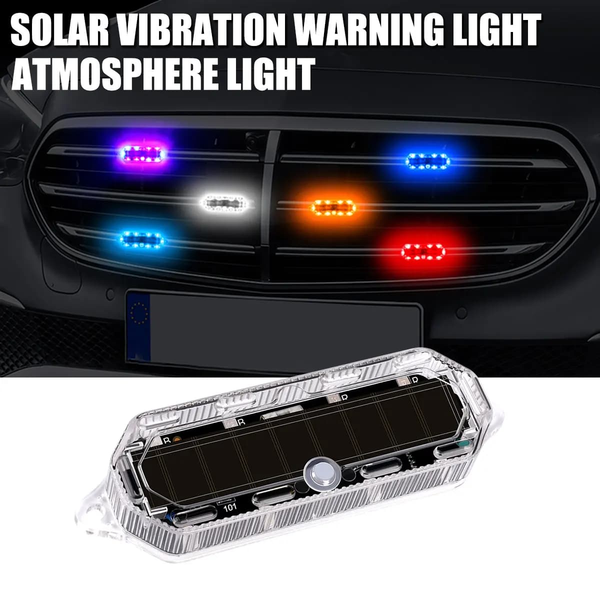 1/2x Luce stroboscopica solare a LED senza fili solare impermeabile per moto, auto, bici, camion, lampada di segnalazione anti-collisione