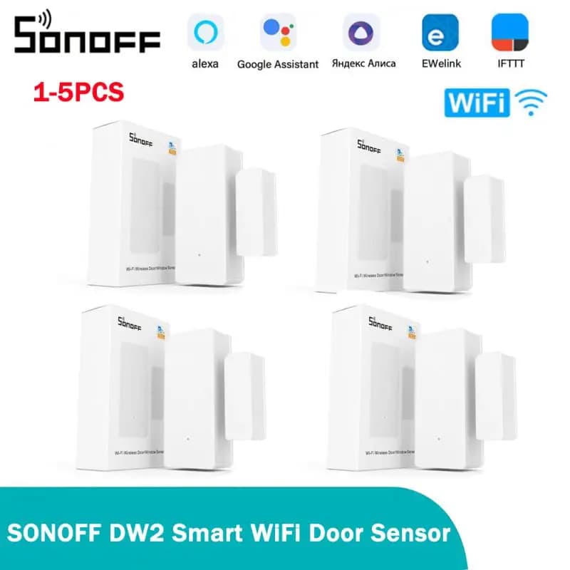 SONOFF DW2 WiFi sensore magnetico per porte/finestre Smart Home Security EWeLink avvisi remoti la notifica funziona con Alexa Google Home