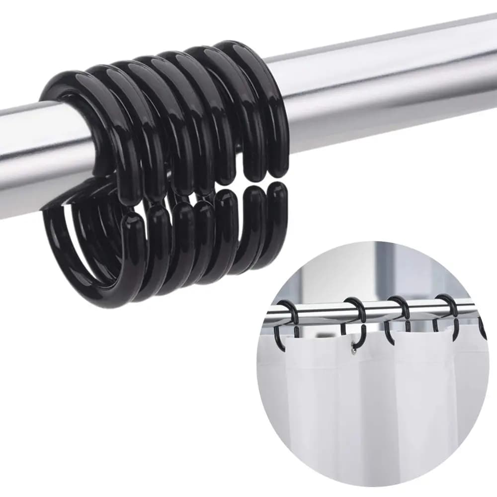Accessori da bagno a sospensione tipo C bianchi/neri per soggiorno, ganci, anelli, clip, anelli per tende, ganci per tende