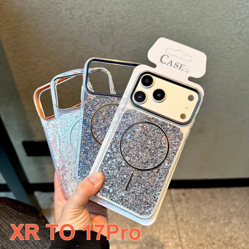 Luxury Giltter for Magsafe Case For iPhone XR like 17Pro Candy Jelly Bumper Magnetic Wireless Charging Hard Funda 11 to 17Pro