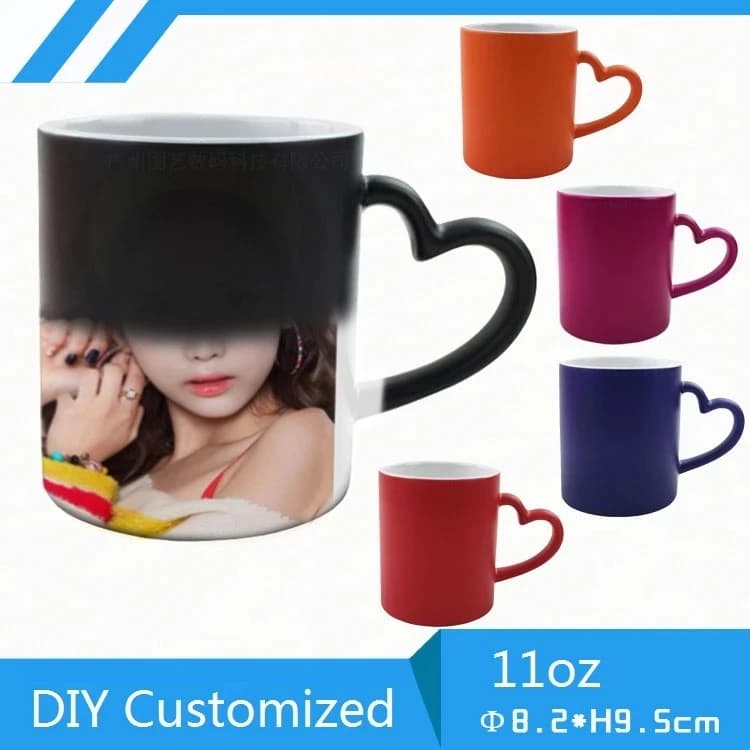 DIY Personalized Magic Mug 350ML Hot Water Transfer Color Ceramic Cup Customize Print Photo LOGO TEXT Picture Creative Gifts