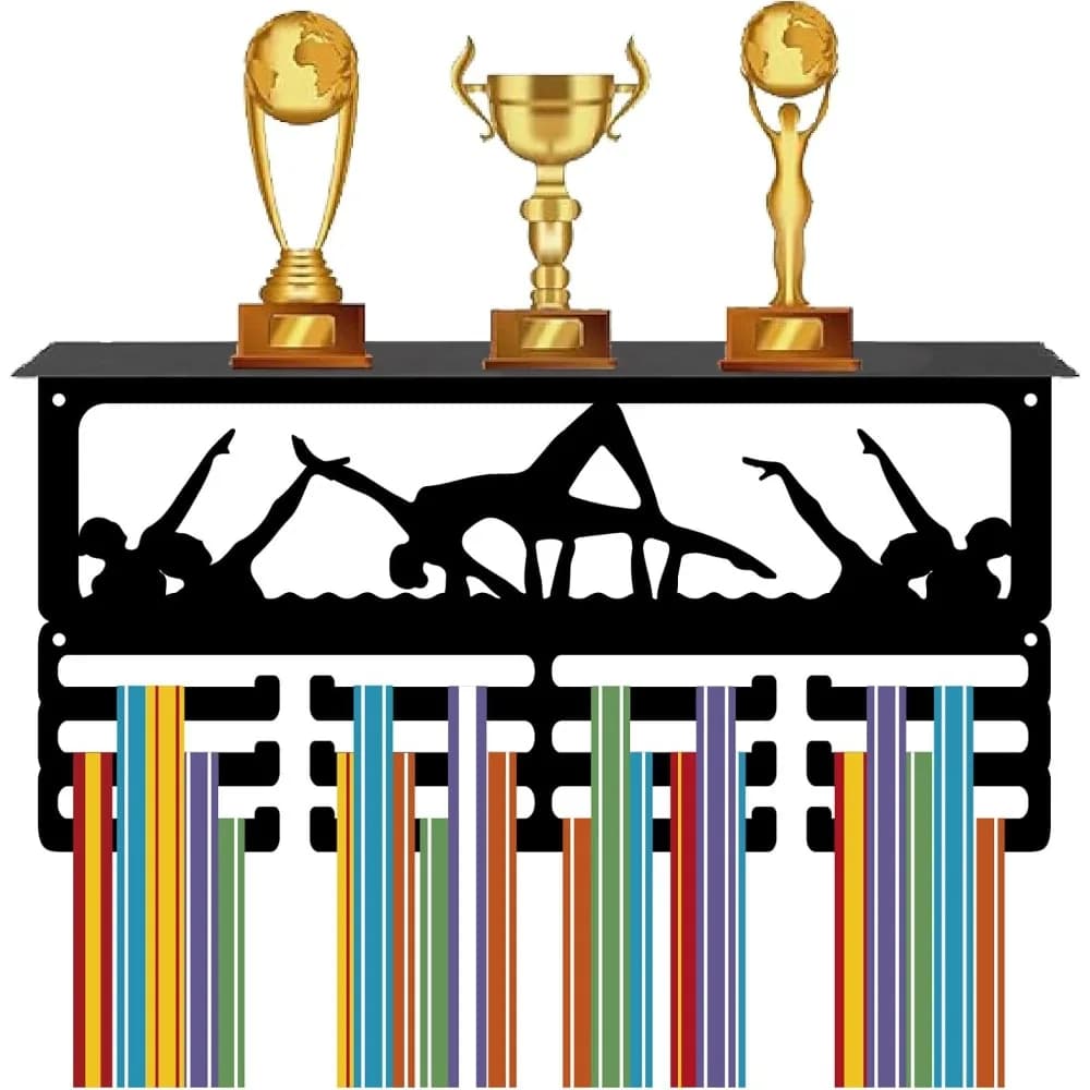 Iron Medal Holder Medals Display Hanger Rack with Hanger Hooks Medal Holder Frame Rectangle Volleyball 100~200x400mm Hole: 5mm