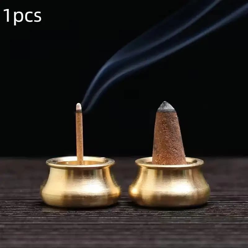 Buddhism Gadgets Copper Censer Incense Holder Ash Catcher Joss-stick Inserted Traditional Shapes Mini Cafe Ornament Home Decor