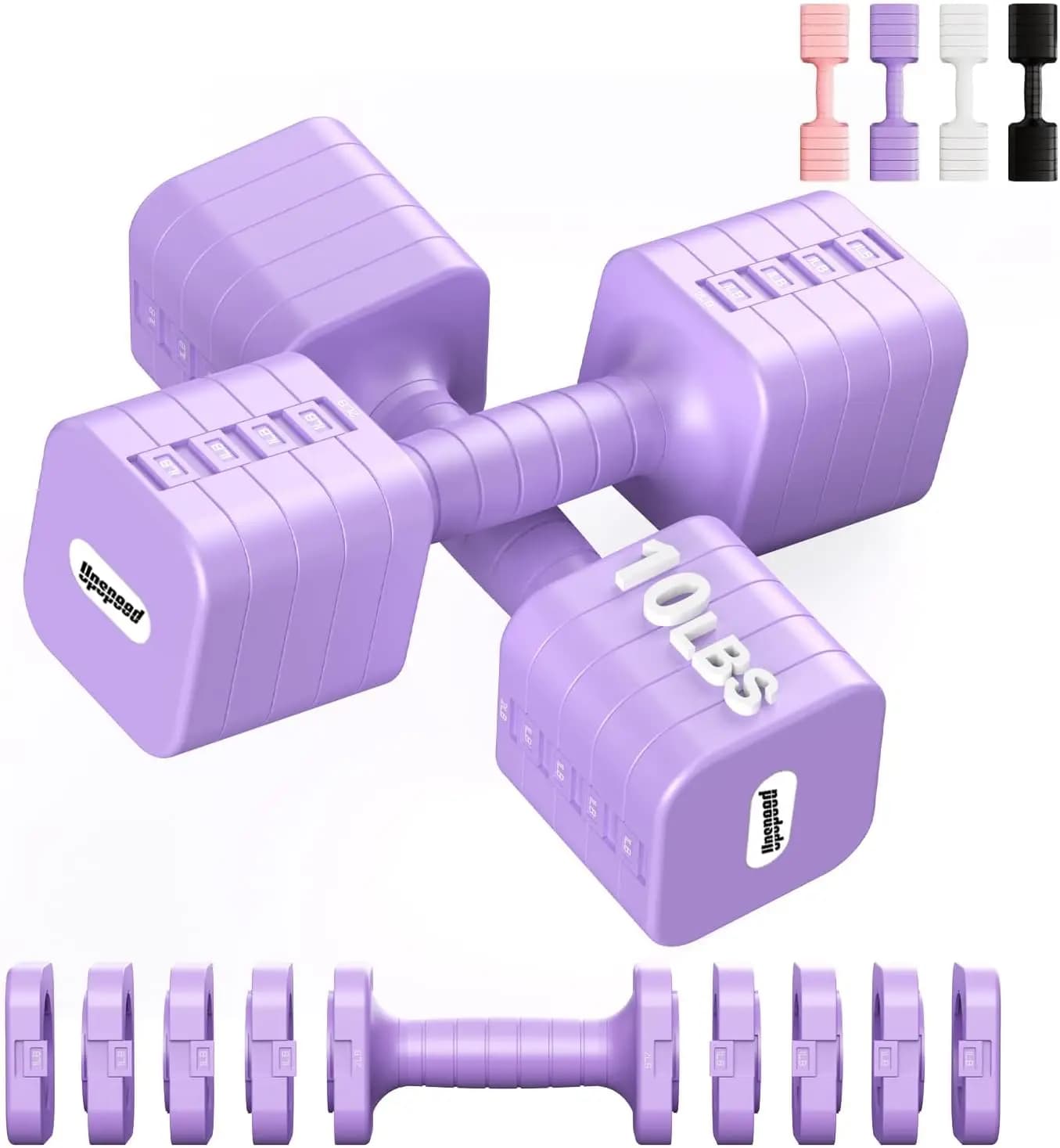 Set di Manubri Regolabili 20LBS per Palestra Domestica, Design Quadrato con Impugnatura Antiscivolo, Attrezzatura per Allenamento di Forza