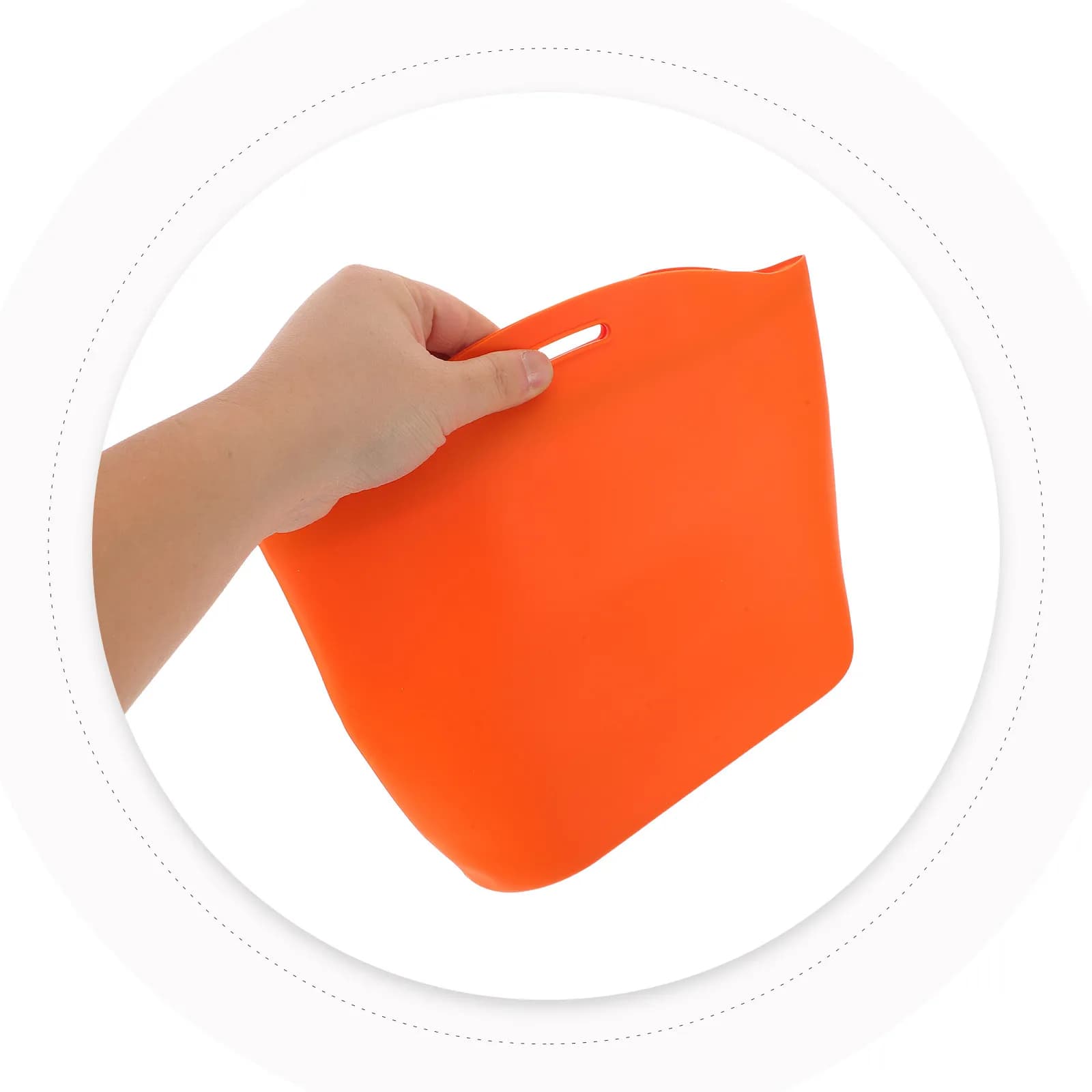 Orange Silicone Car Trash Can Leakproof Washable Reusable Compact Hanging Trash Bin for Car Interior Floor Door Storage Small