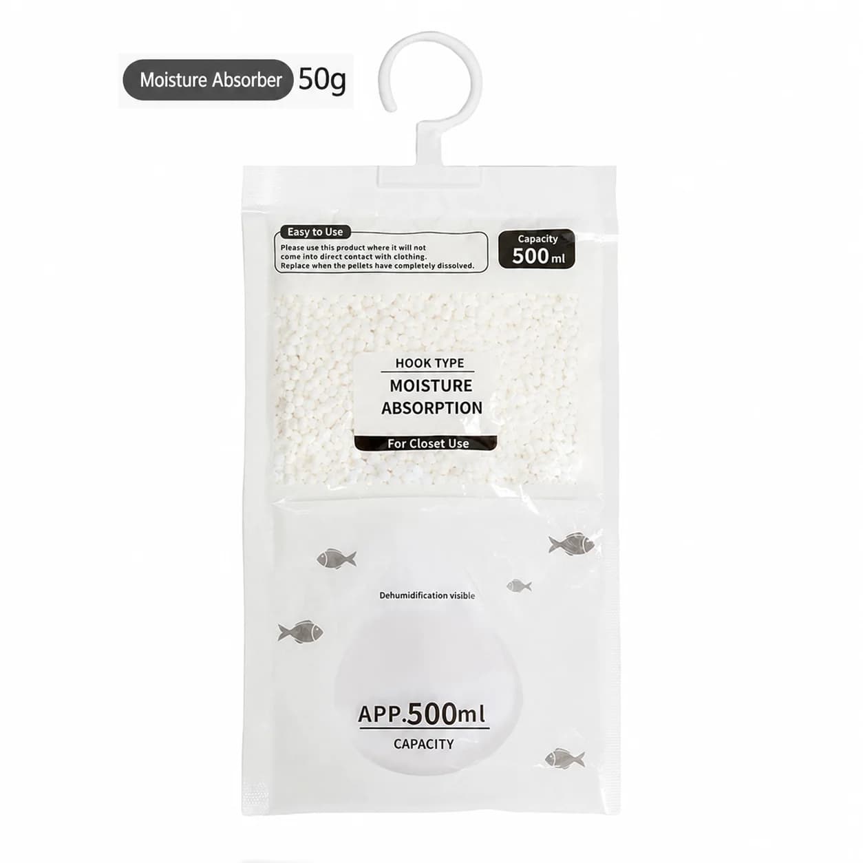 Large Capacity Hanging Moisture Absorber Bag, Dehumidifier for Room, Anti-Mold Moisture Proof Desiccant Drying Bag, Closet Wardr