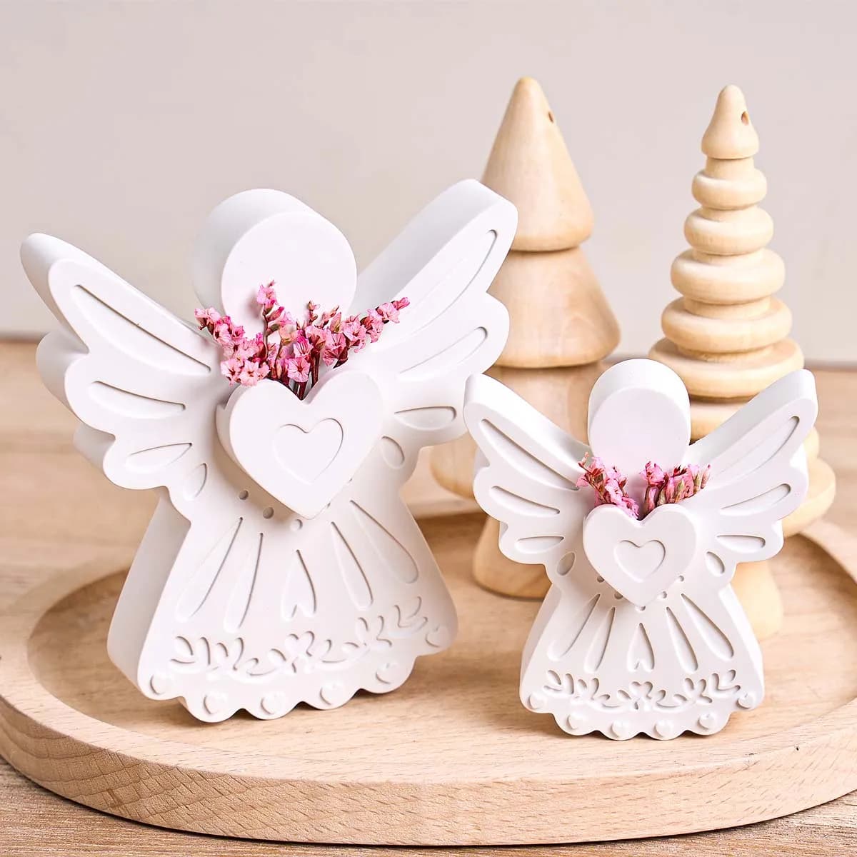 3D Amore Angelo Disposizione dei fiori Stampo in silicone Fai da te San Valentino Decorazioni per feste di nozze Creazione di stampi Artigianato per candele in resina di gesso